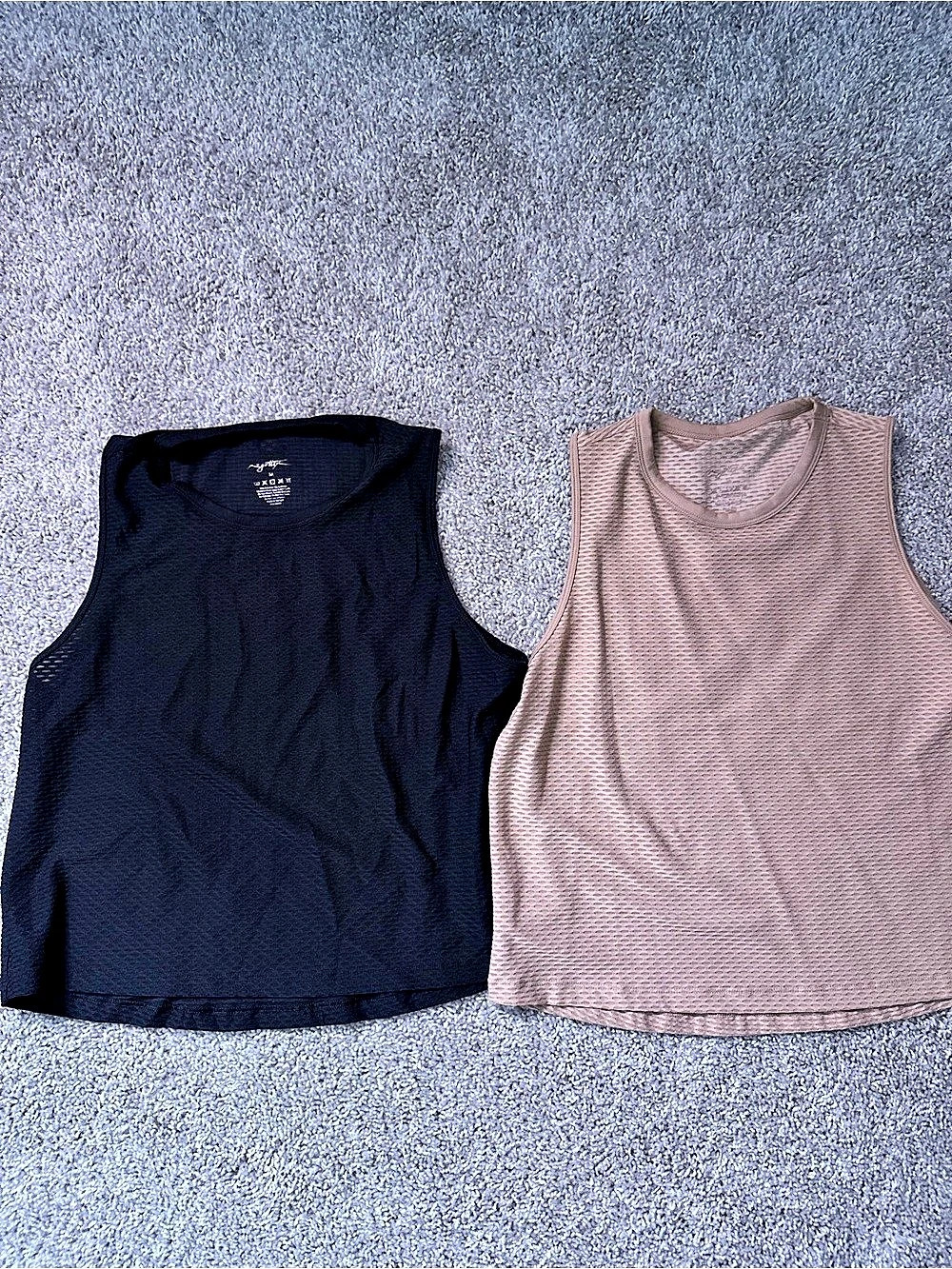 Bundle of 2 X by Gottex Textured Athletic Tank Set in Tan & Black. Size Medium
